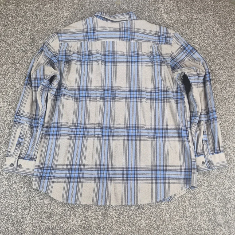 Carhartt Heavyweight Flannel Shirt Mens XL Gray Blue Plaid Loose‎ Fit Cotton